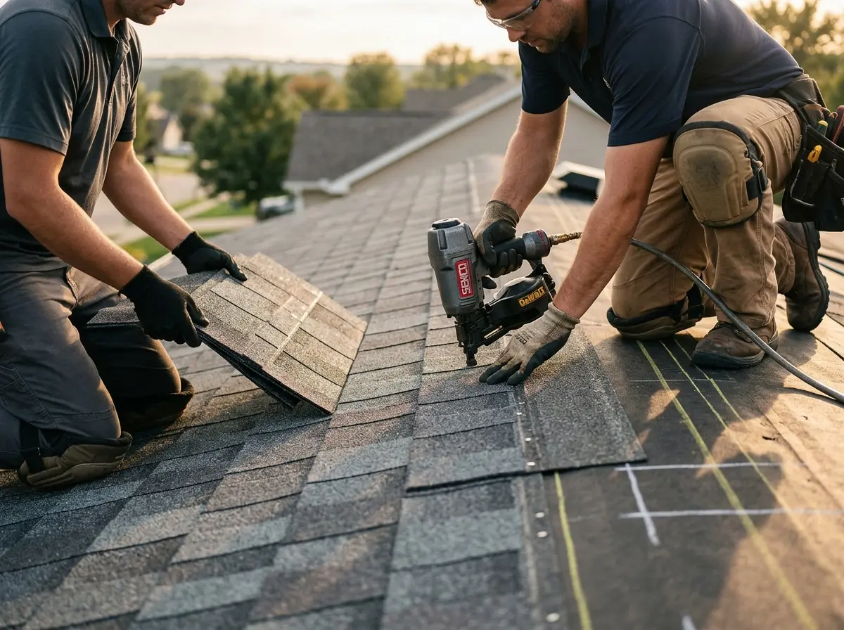 Professional roofer working on a residential roof in Sahuarita